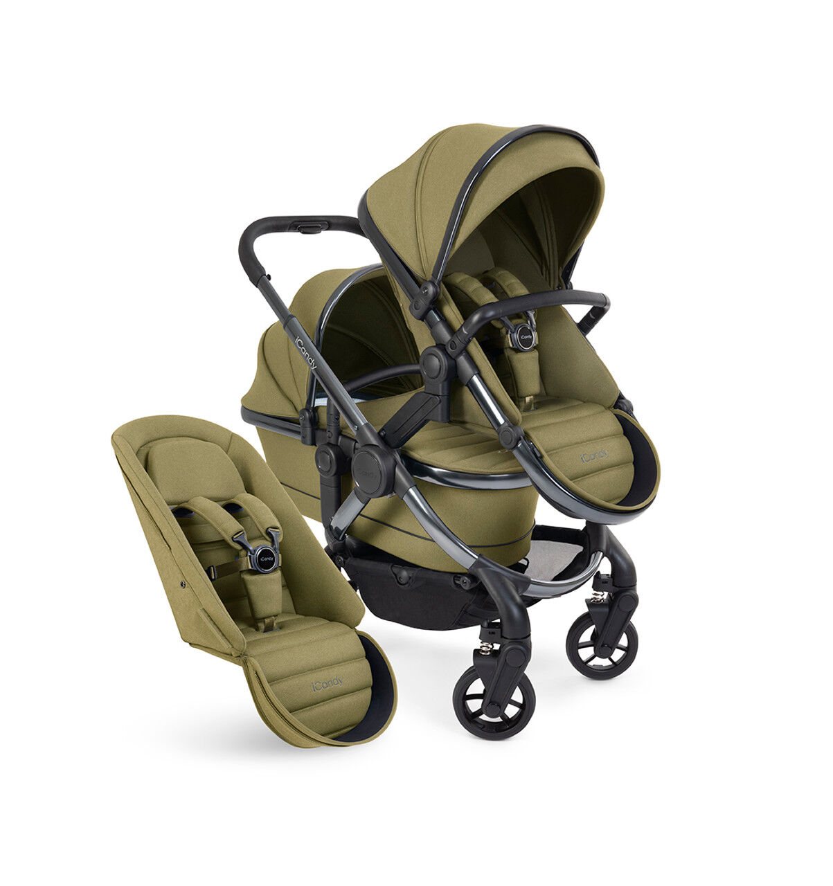 iCandy Peach Double Combi/Stroller Olive Green (Newborns
