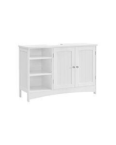 Hoppa! Songmics wastafelmeubel, onderkast, badkamermeubel, extra lang, 90 x 30 x 60 cm, 2 deuren, badkamermeubel, open vakken, in hoogte verstelbare planken, wit 