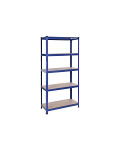 Hoppa! Songmics 5-laags stelling, stalen rekken voor opslag, gereedschapsvrije montage, voor garage, schuur, draagvermogen 650 kg, 30 x 75 x 150 cm, blauw