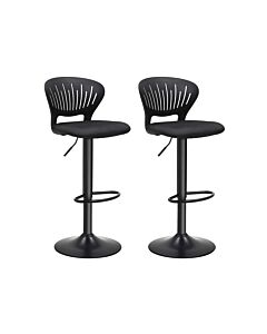 Hoppa! Songmics Barkruk set van 2, barkruk in hoogte verstelbaar met kroonvormige rugleuning, 360 draaibaar, comfortabel gestoffeerde zitting, keuken, bar, zwart
