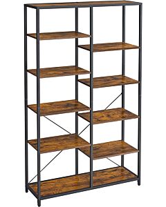 Hoppa! Songmics Bücherregal mit 5 Ablagen Bücherregal Stehregal für Wohnzimmer Badezimmer Küche Flur Einfache Montage Vintage Braun Schwarz