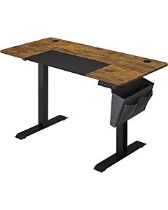 Hoppa! Songmics Elektrisch höhenverstellbarer Schreibtisch, 60 x 140 x (72-120) cm, stufenlos verstellbar, geteilte Platte, Memoryfunktion mit 4 Höhen, Auffahrschutz, vintabraun-schwarz
