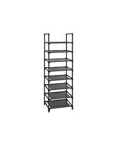 Hoppa! Songmics schoenenrek met 8 planken, staande plank, multifunctioneel, schoenenrek, metalen frame, niet-geweven stof, voor 16-20 paar schoenen, gang, slaapkamer, keuken, 46 x 28 x 145 cm, zwart
