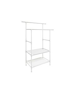 Hoppa! Songmics Kleiderständer, Metallgarderobe mit 2 Kleiderstangen, 2 Ablagen, belastbar bis 70 kg, einfache Montage, weiß