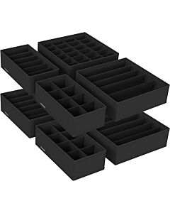 Hoppa! Songmics Unterwäsche-Aufbewahrungsboxen, 8er-Set, Schubladen-Organizer, Garderoben-Aufbewahrungssystem, für BHs, Unterwäsche, Socken, Krawatten, Faltschachteln, Stoffboxen, Schwarz