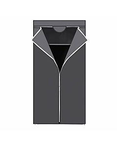 Stoffenkast, Opvouwbare kast met ophangbeugel, Enkelvoudig kledingrek, Opbergruimte voor tassen, speelgoed, schoenen, woonkamer, slaapkamer, garderobe, 75 x 45 x 160 cm, Grijs