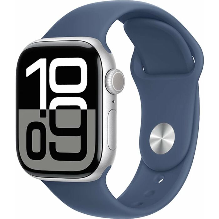 Apple Watch 10 (46 mm) Sport – Zilver/Denim