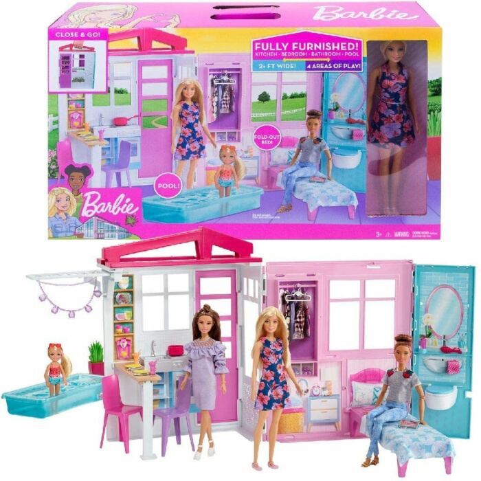 Barbiehuis met pop, meubels en accessoires