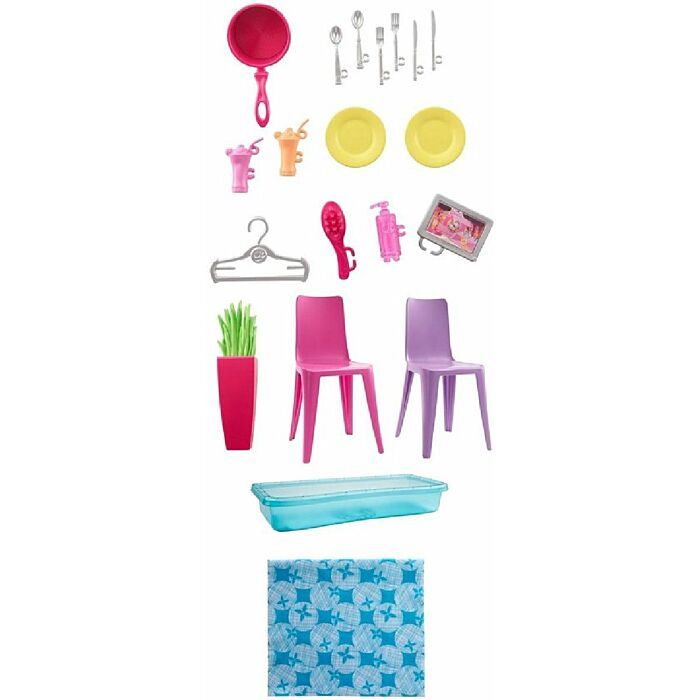 Barbiehuis met pop, meubels en accessoires