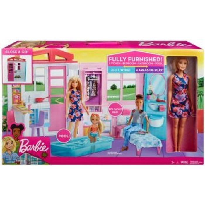 Barbiehuis met pop, meubels en accessoires