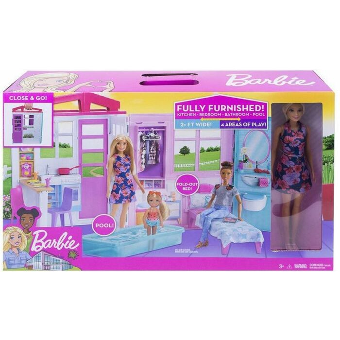 Barbiehuis met pop, meubels en accessoires