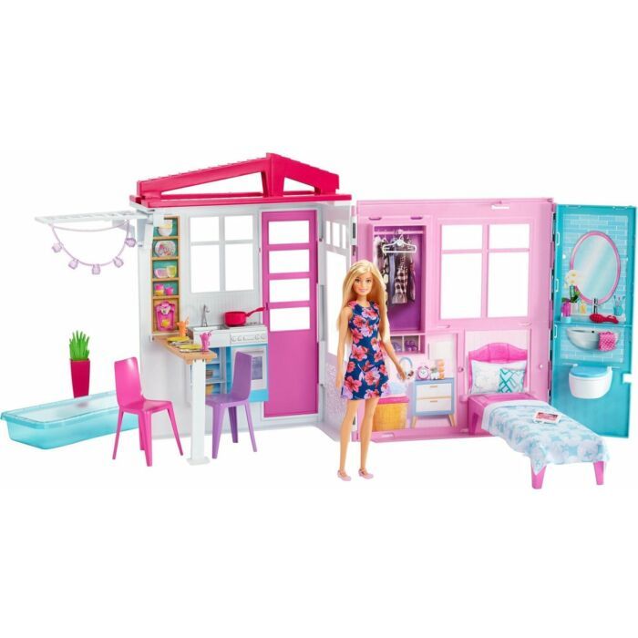 Barbiehuis met pop, meubels en accessoires