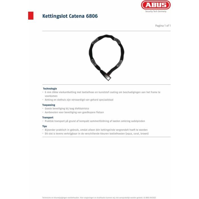 ABUS | Ketting | 85 cm x 6 mm | Blauw