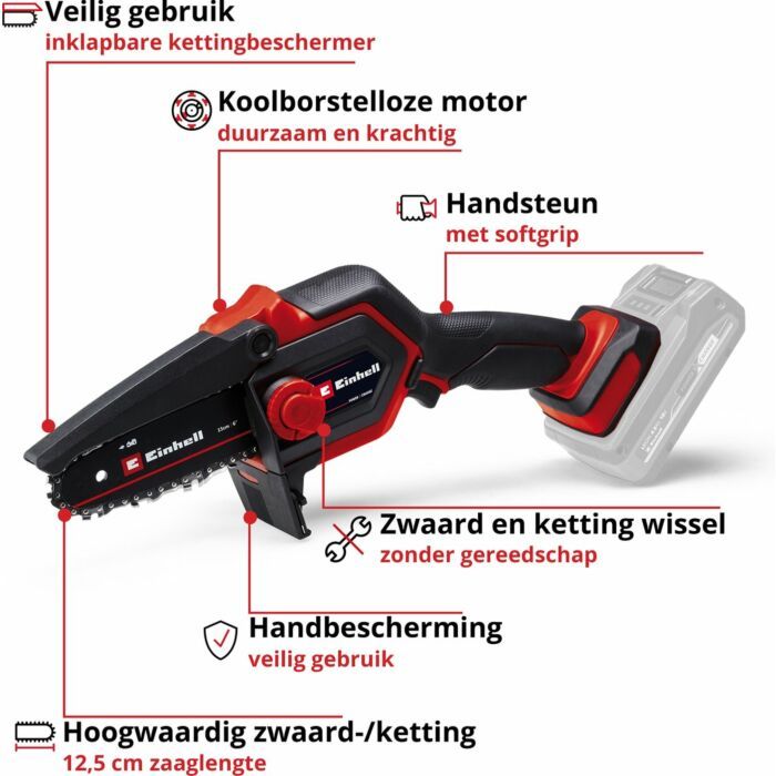 Einhell | Accu Mini Kettingzaag | 18V | 15 cm zaagblad