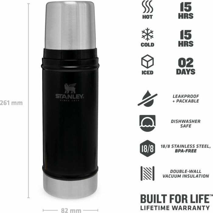 Stanley | Classic-fles XS | 0,47 L | Mat Zwart Kiezel