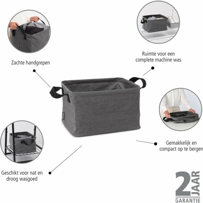 Brabantia opvouwbare wasmand 35 L – Pepper Black
