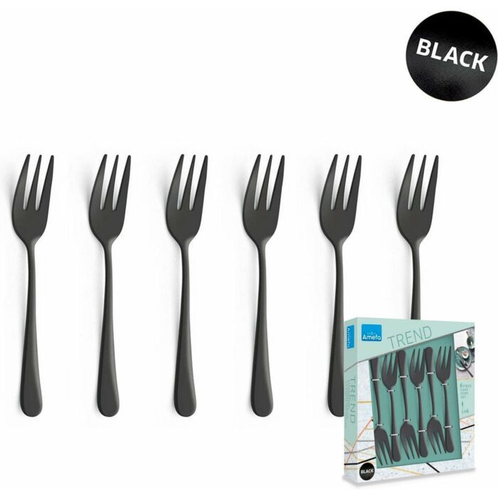 Amefa Gebaksvorkjes Zwart – 6 stuks