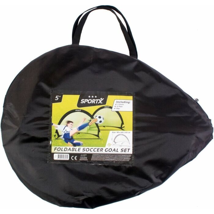SportX | Voetbaldoel Set | Pop-up, Zwart/Groen