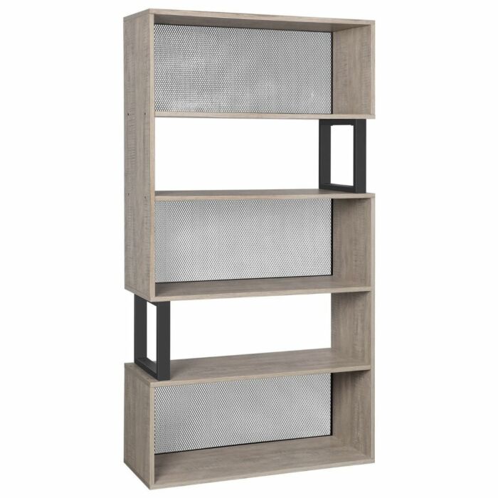 Hoppa! Songmics Moderne Boekenkast - Bruin - Staal / Hout - 80 x 30 x 149 cm | Vooraanzicht