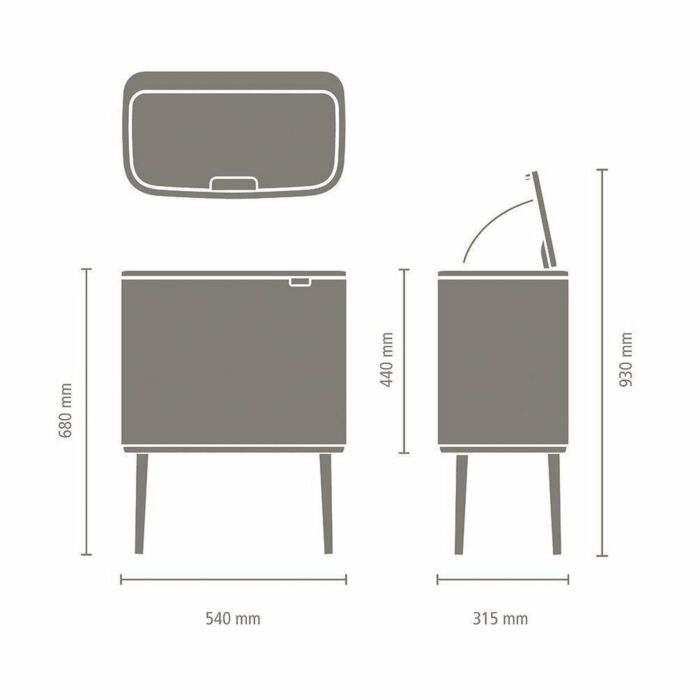 Brabantia | Afvalemmer Bo Touch Bin | Wit | 3 x 11 liter