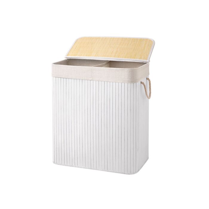 Hoppa! | Bamboe wasmand | 2 compartimenten | Wit