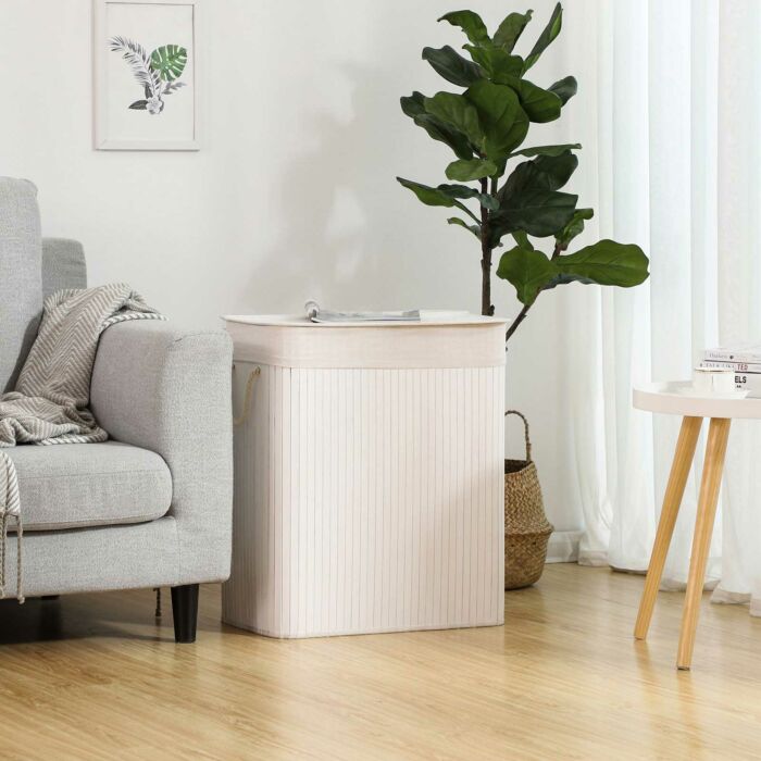Hoppa! | Bamboe wasmand | 2 compartimenten | Wit