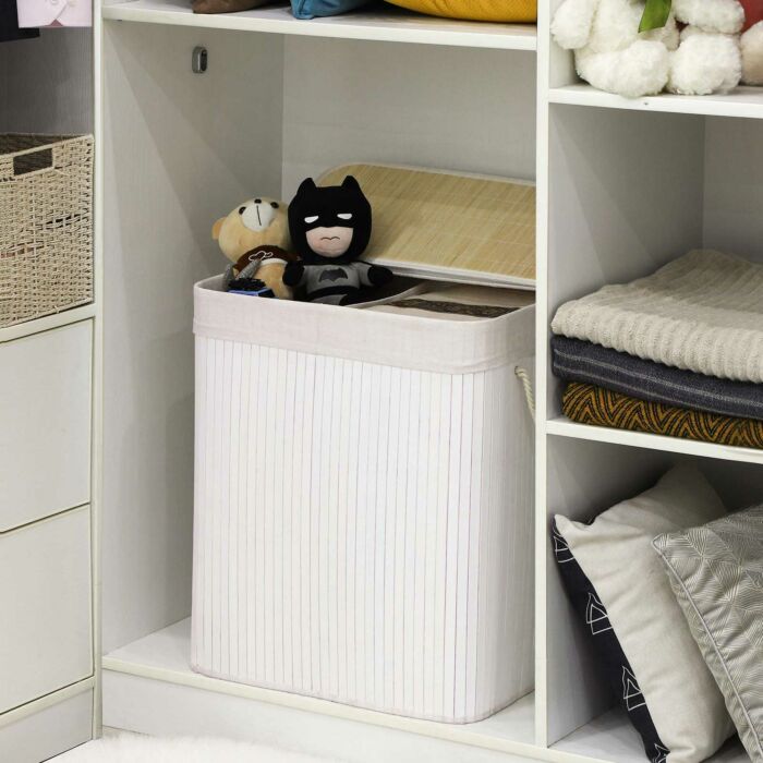 Hoppa! | Bamboe wasmand | 2 compartimenten | Wit
