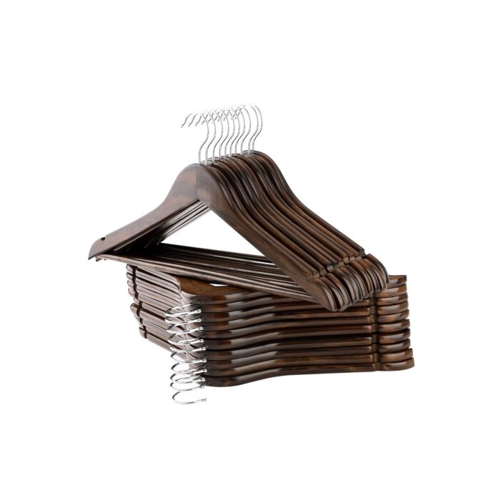 Hoppa! | Houten kleerhanger | set van 20 - donker walnoot - 360° draaibaar