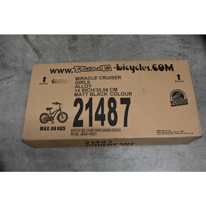 Volare Miracle | Kinderfiets | 14 inch | Meisjes | Mat Zwart