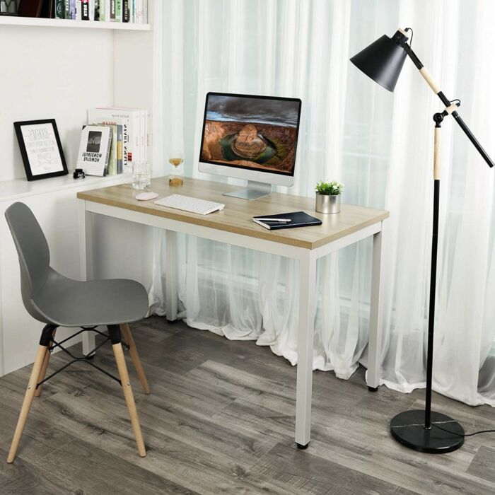 Hoppa! Metalen Tafel | Universeel | Wit/Beuken | 121 x 61 x 77 cm (L x D x H)