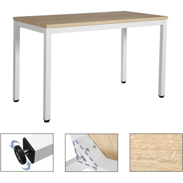 Hoppa! Metalen Tafel | Universeel | Wit/Beuken | 121 x 61 x 77 cm (L x D x H)