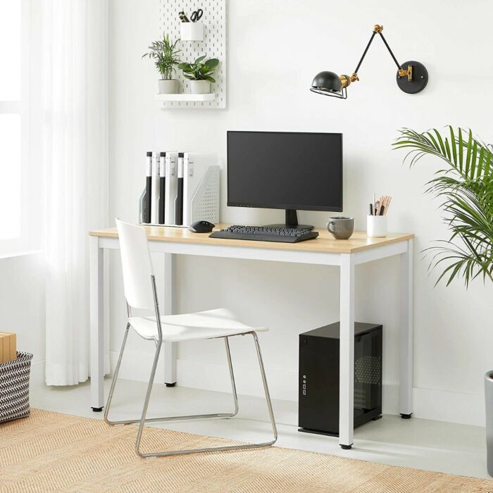 Hoppa! Metalen Tafel | Universeel | Wit/Beuken | 121 x 61 x 77 cm (L x D x H)