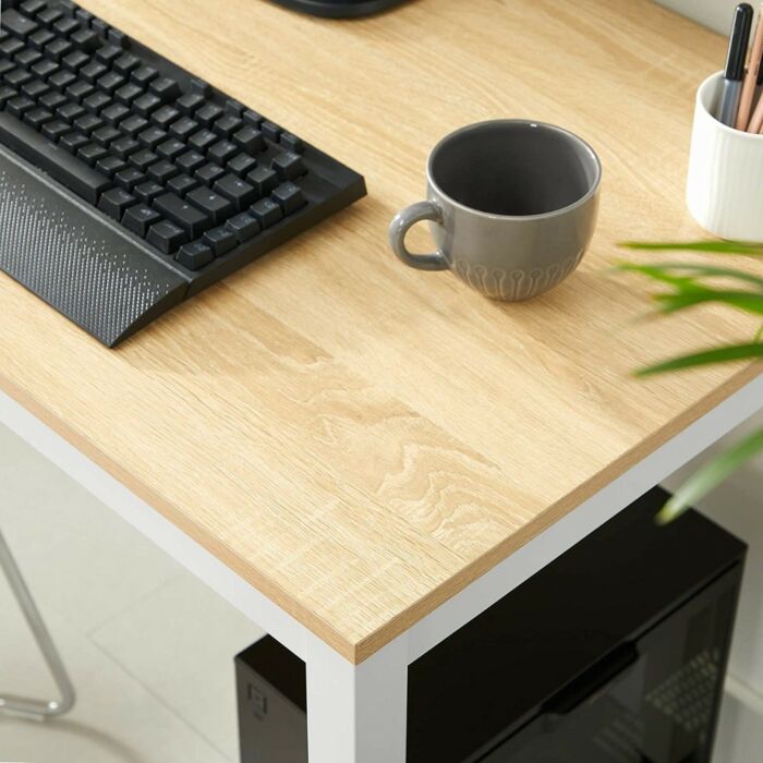 Hoppa! Metalen Tafel | Universeel | Wit/Beuken | 121 x 61 x 77 cm (L x D x H)