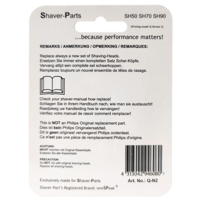 SHAVER-PARTS | Scheerhoofden | 3 Stuks | Compatibel met Philips 5000/7000/9000 Series