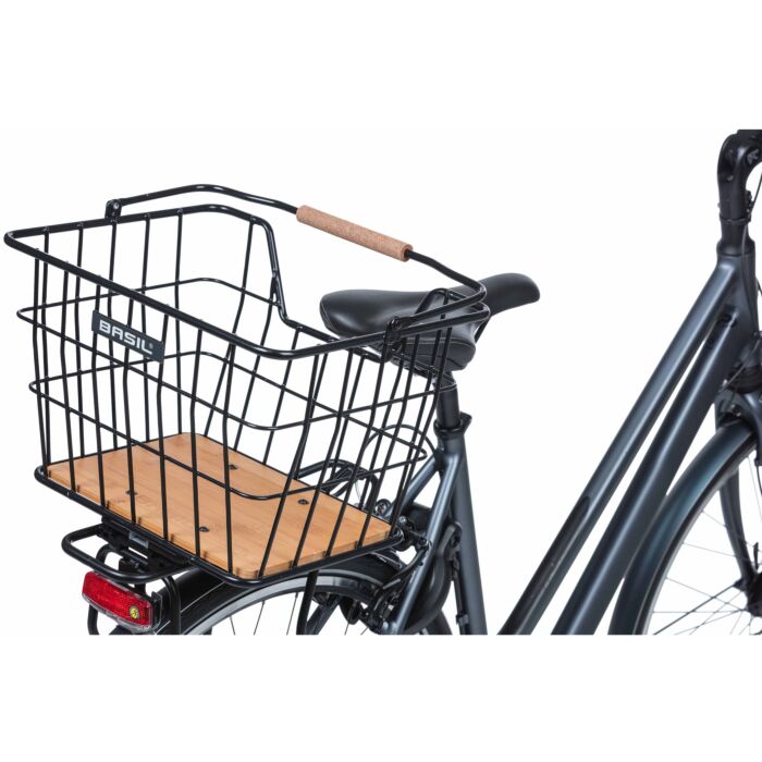 Fietsmand MIK Basil Nordland – voor- en achterop, 23 liter (40 x 32 x 30 cm) – zwart/naturel bruin