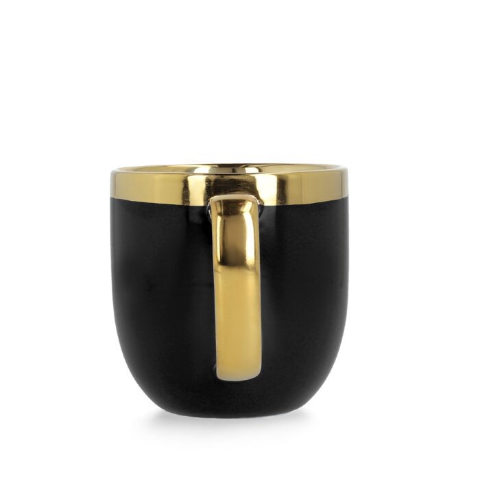 HOMLA Sensorische Beker met Gouden Decoratie – Porseleinen Thee- en Koffiemok 0,28 L, Zwart/Goud