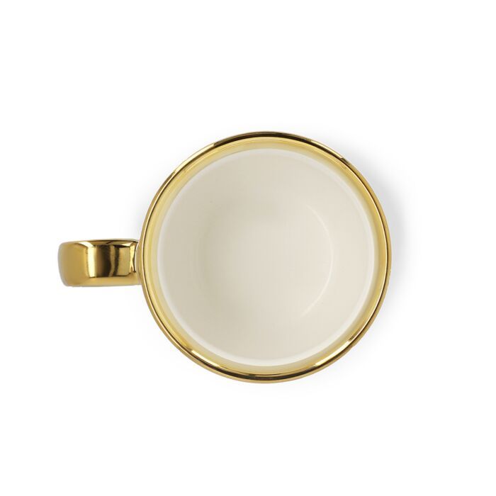 HOMLA Sensorische Beker met Gouden Decoratie – Porseleinen Thee- en Koffiemok 0,28 L, Zwart/Goud