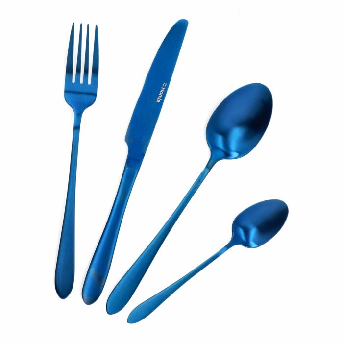 HOMLA | Bestekset | 16-delige set | Roestvrij staal | Marineblauw mat