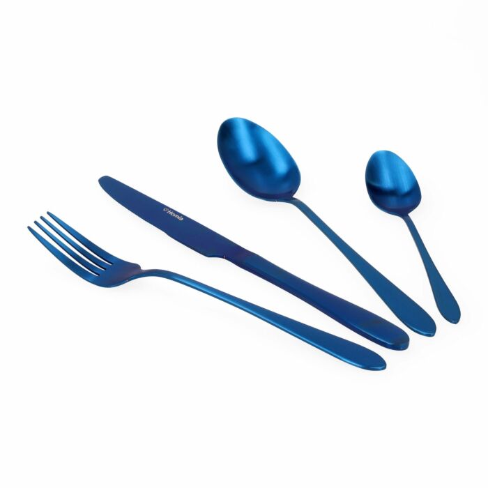 HOMLA | Bestekset | 16-delige set | Roestvrij staal | Marineblauw mat