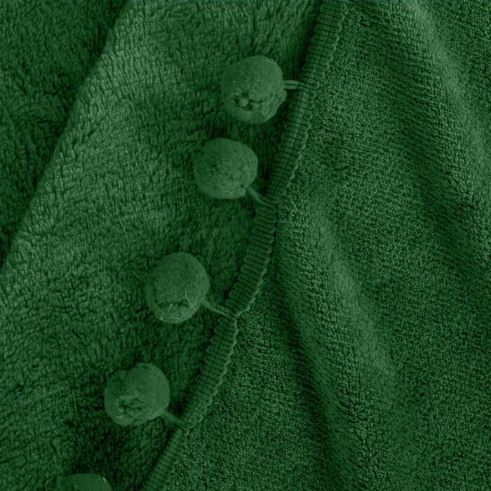HOMLA HJO knuffeldeken met pompons, pluizig en zacht – plaid voor bank en slaapbank, polyester, 150 x 200 cm, groen