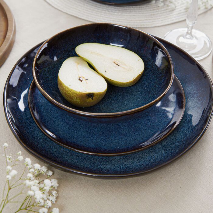 HOMLA | Bord | Marineblauw | 27 cm | Modern Design | 100% Steengoed