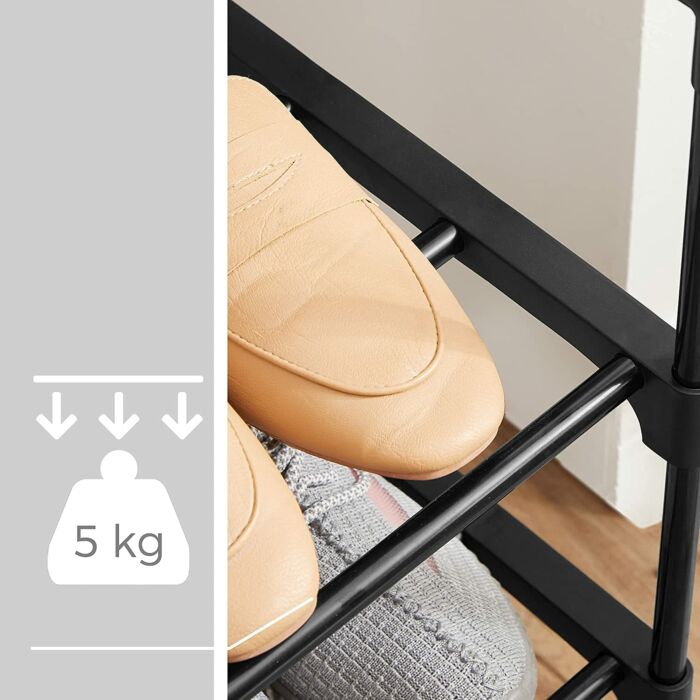 Hoppa! Schoenenrek | Schoenenkast | 3 lagen | 15 paar schoenen | Zwart | 92 x 30 x 54 cm (B x D x H)