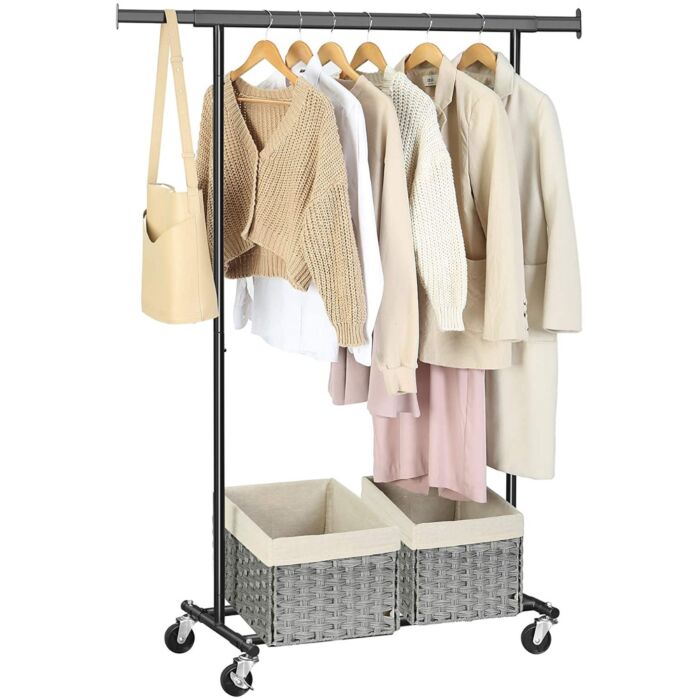 Hoppa! | Kapstok op wielen | Zwart metaal | 83,5×45,4×160 cm (b×d×h)