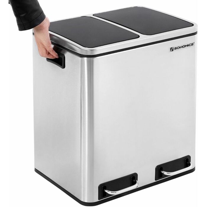Hoppa! | Prullenbak 30L | Zilver - Metaal