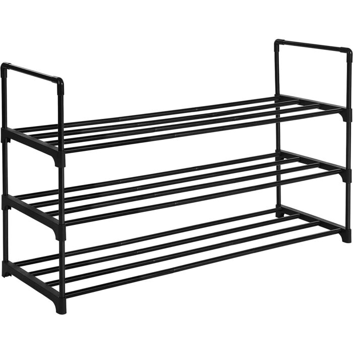 Hoppa! Schoenenrek | Schoenenkast | 3 lagen | 15 paar schoenen | Zwart | 92 x 30 x 54 cm (B x D x H)
