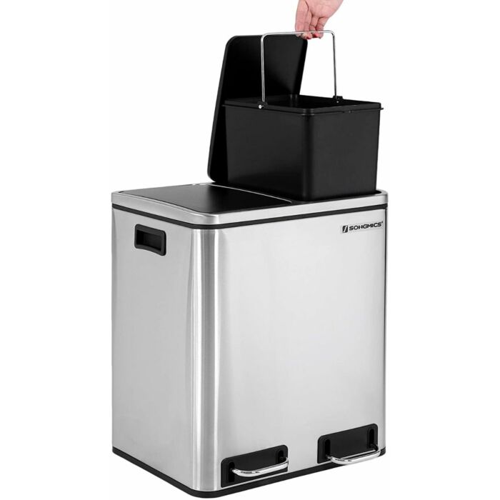 Hoppa! | Prullenbak 30L | Zilver - Metaal