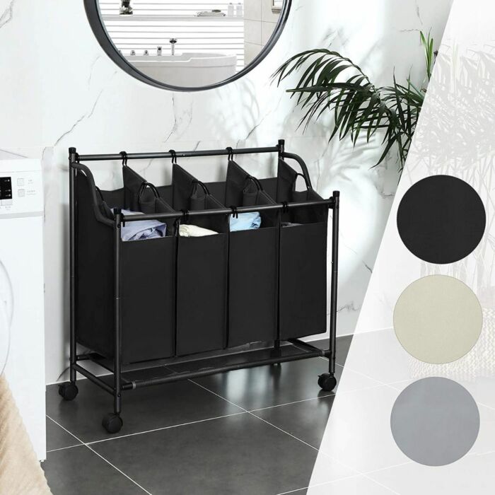 Hoppa! | Wasmand met vakken | Zwart - Polyester - 87,5 x 38,5 x 81 cm