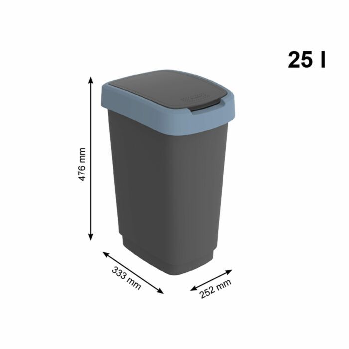 Rotho | Afvalemmer | 25L Twist Donker Zilver