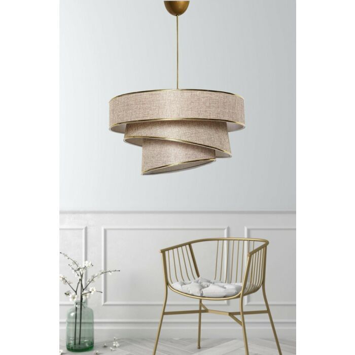 Asir | Kroonluchter | Beige Goud | 40 x 40 x 30 - 70 cm