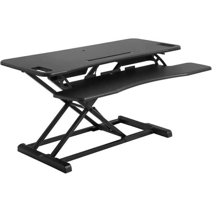 Hoppa! | Zit-sta bureau met toetsenbordblad | Zwart – Metaal/MDF – 95 x 40,6 x 39,5 cm